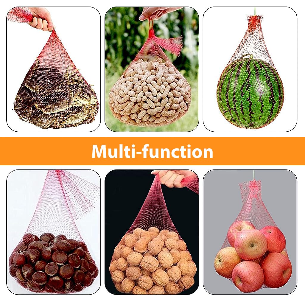 HASTHIP Hanging Watermelon Nets Bags for Trellis with Drawstring Closure 40CM 100pcs | Reusable Polypropylene Fruit Hammock