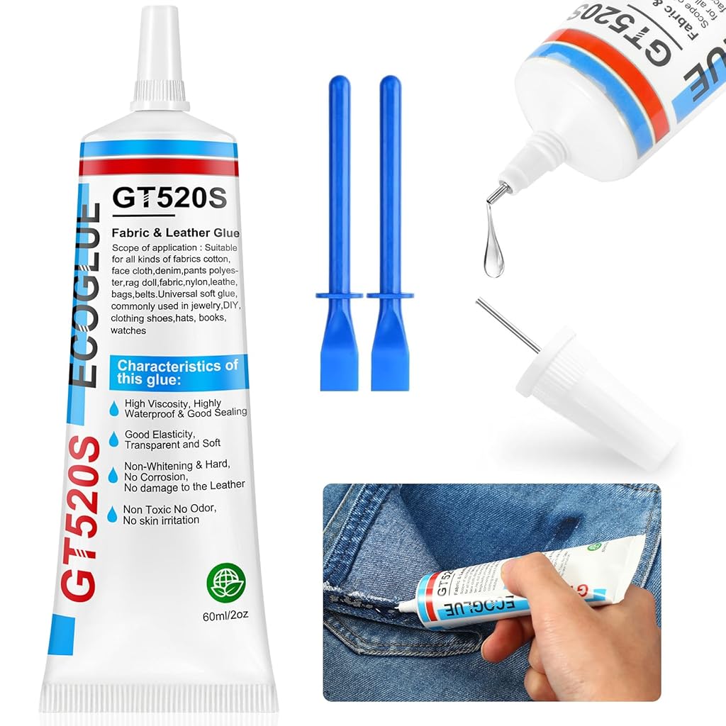 HASTHIP® Slow Dry Fabric Repair Liquid Glue Multi-Purpose Strong Bond Adhesive for Clothes, DIY Crafts Seamless Repair Glue for All Fabrics, Paper Crafts, Clay Craft, Felt Craft, 60ml, with 2 Pry Bars