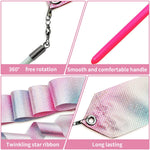 HASTHIP Sports Ribbons with Sticks for Rhythmic Gymnastics featuring 2 m Streamers | Polyester Glitter Pink Design for Kids Dance