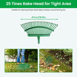 HASTHIP Leaf Rake for Backyard with 25 Curved Steel Teeth and 55 in Detachable Handle | Stainless Steel Lawn Tool