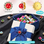 HASTHIP Sew on Rhinestones Pearl Buttons for DIY Crafts featuring 12mm Metal Base | 100Pcs Assorted Colors Embellishments
