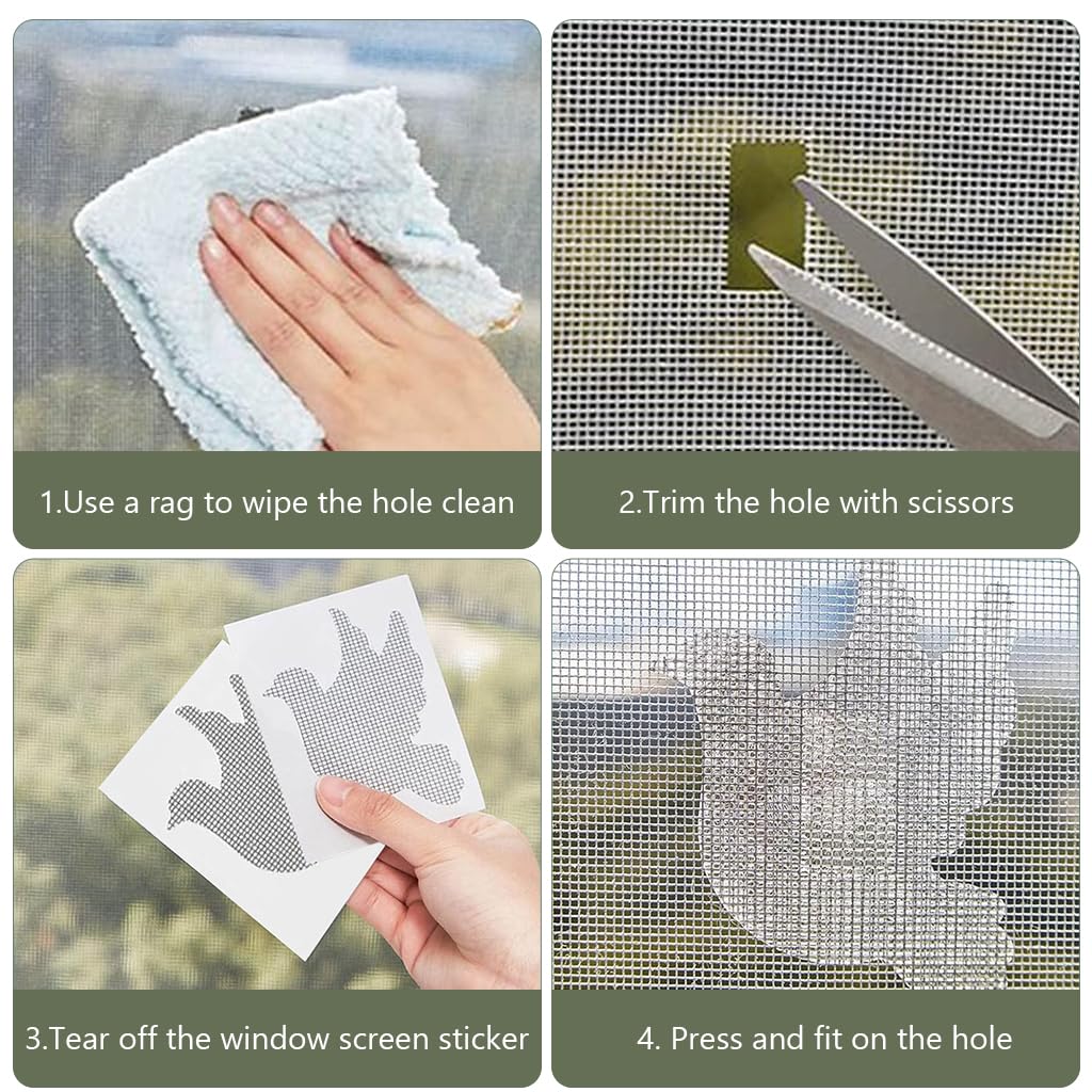 HASTHIP Net Repair Tape for Windows 10 Pcs with Dove Shape Mesh Patches | Fiberglass Self Adhesive Screen Repair