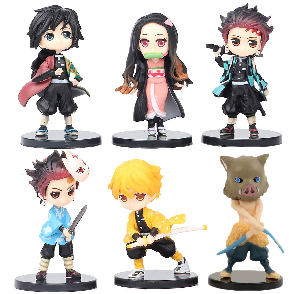 HASTHIP Demon Slayer Action Figures Set with 6 Characters 2.5–2.9 in | Non Toxic Plastic Toys