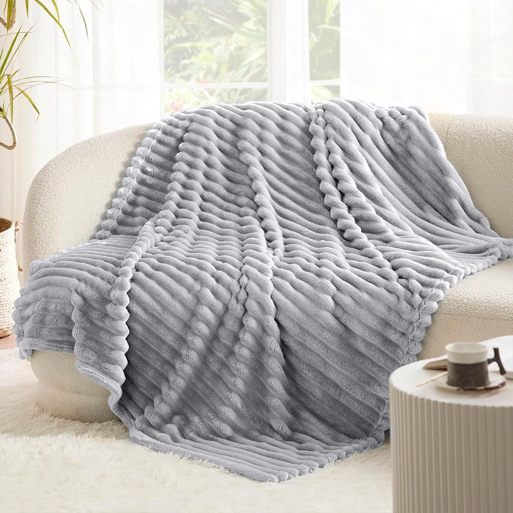 HASTHIP Cozy Blanket for Couch Relaxation 59x78 in with Soft Flannel Warmth | Grey Throw