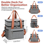 HASTHIP Expandable Insulated Lunch Bag for Office and School with Double Deck 10kg Capacity | Leakproof Grey Cooler for Travel and Picnic