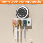HASTHIP Bathroom Organizer for Family Use with 3 Cups and No Drill Wall Mount Design | White
