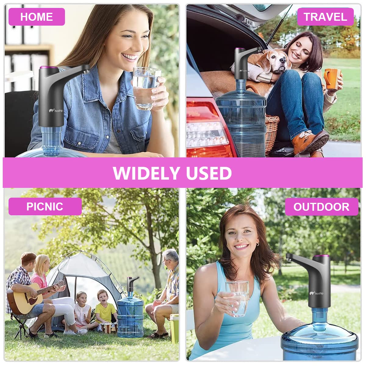 HASTHIP Automatic Water Dispenser Pump for Home and Office with Dual Switch Buttons | USB Rechargeable 1200mAh Battery and BPA Free Silicone Tube