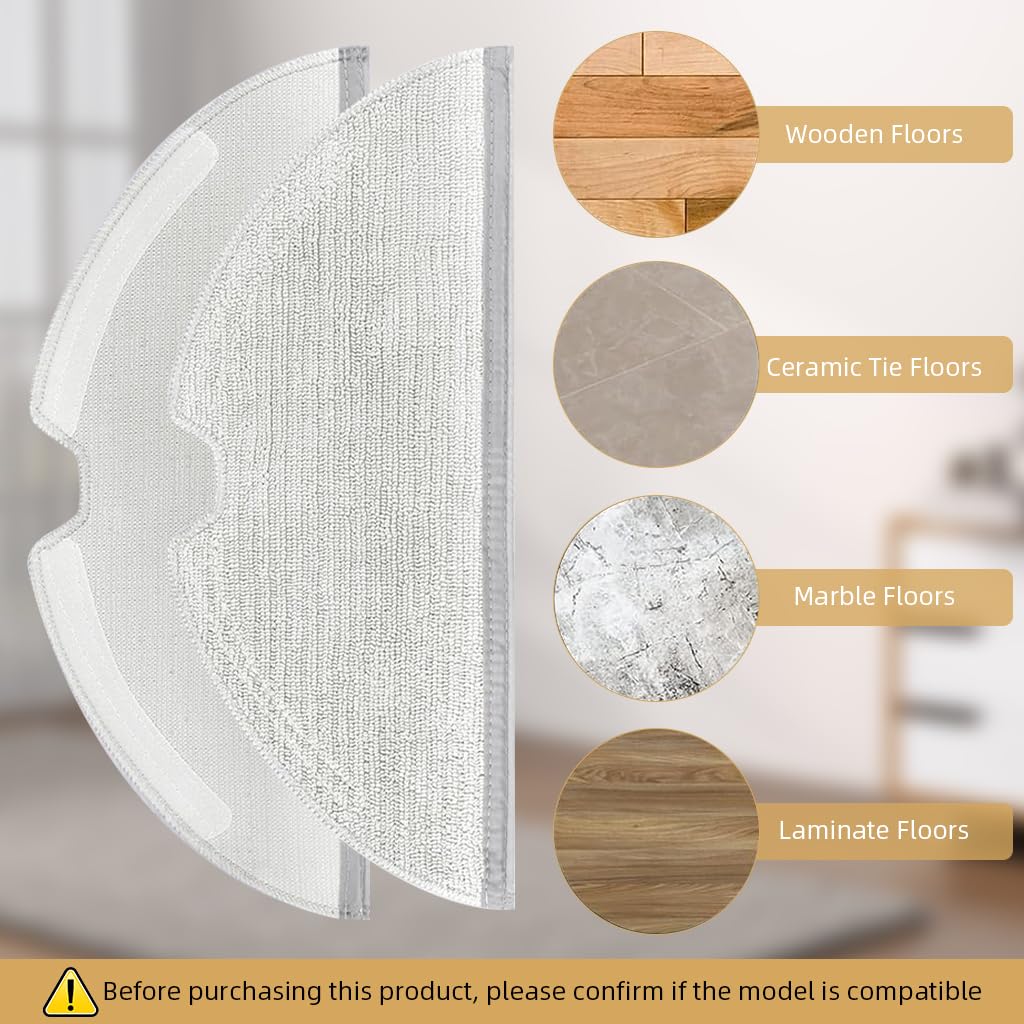HASTHIP Mop Cloth Replenishment Kit for Dreame D9 L10 Pro Series featuring 4pcs Washable Microfiber Pads