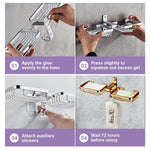 HASTHIP Double Soap Holder for Bathroom featuring Self Draining Dual Slots and Hooks | Golden Aluminum Wall Mount Design