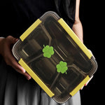 HASTHIP Lunch Box for School and Office with 4 Compartments 1000ml Stainless Steel | Leakproof Bento Set for Men Women and Kids