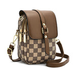 HASTHIP® Bolso Bandolera Mujer Pequeño Bolsa Movil Cruzado Bolso Monedero Celular PU Cuero Elegante Mini Crossbody Bag para Teléfono Tarjetas Moda (Marrón)