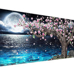 HASTHIP Diamond Painting Kit for Adults with Full Drill Crystal Rhinestones 27.5 x 15.7in | Lake Moon DIY Wall Art Decor