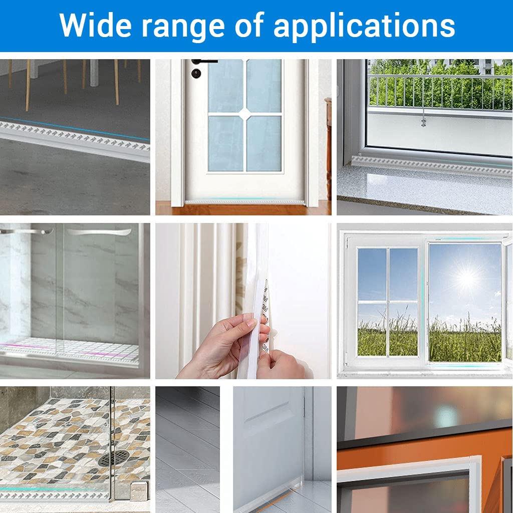 HASTHIP Window Seal Strip for Doors and Windows 10m 35mm | Transparent Silicone 3 pcs