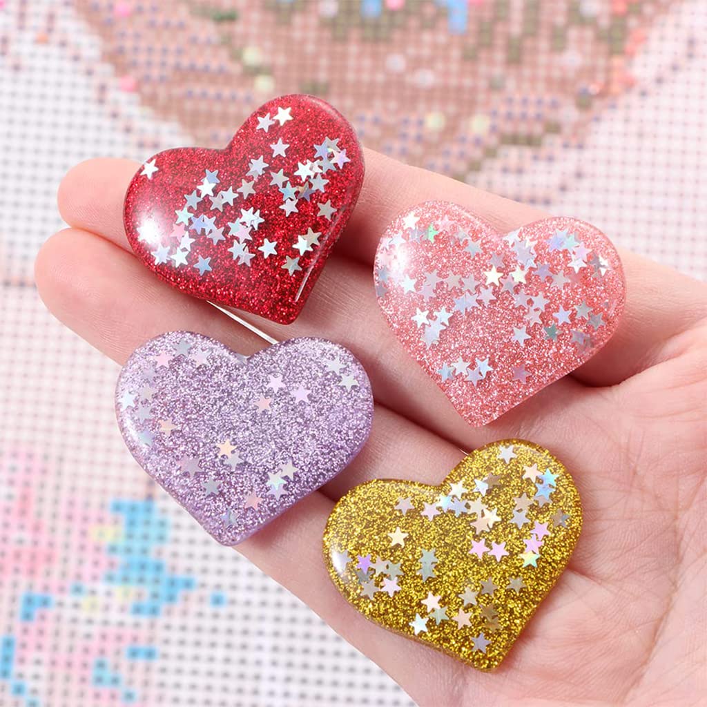 HASTHIP Diamond Painting Magnet Cover Holder for DIY Crafts with Dual Magnets 6pcs | Heart Shape Rainbow Set