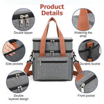 HASTHIP Expandable Insulated Lunch Bag for Office and School with Double Deck 10kg Capacity | Leakproof Grey Cooler for Travel and Picnic