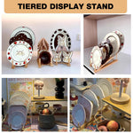 HASTHIP Plate Stands for Display with 5 Tier Stepped Design and Solid Wood Craft Show Use