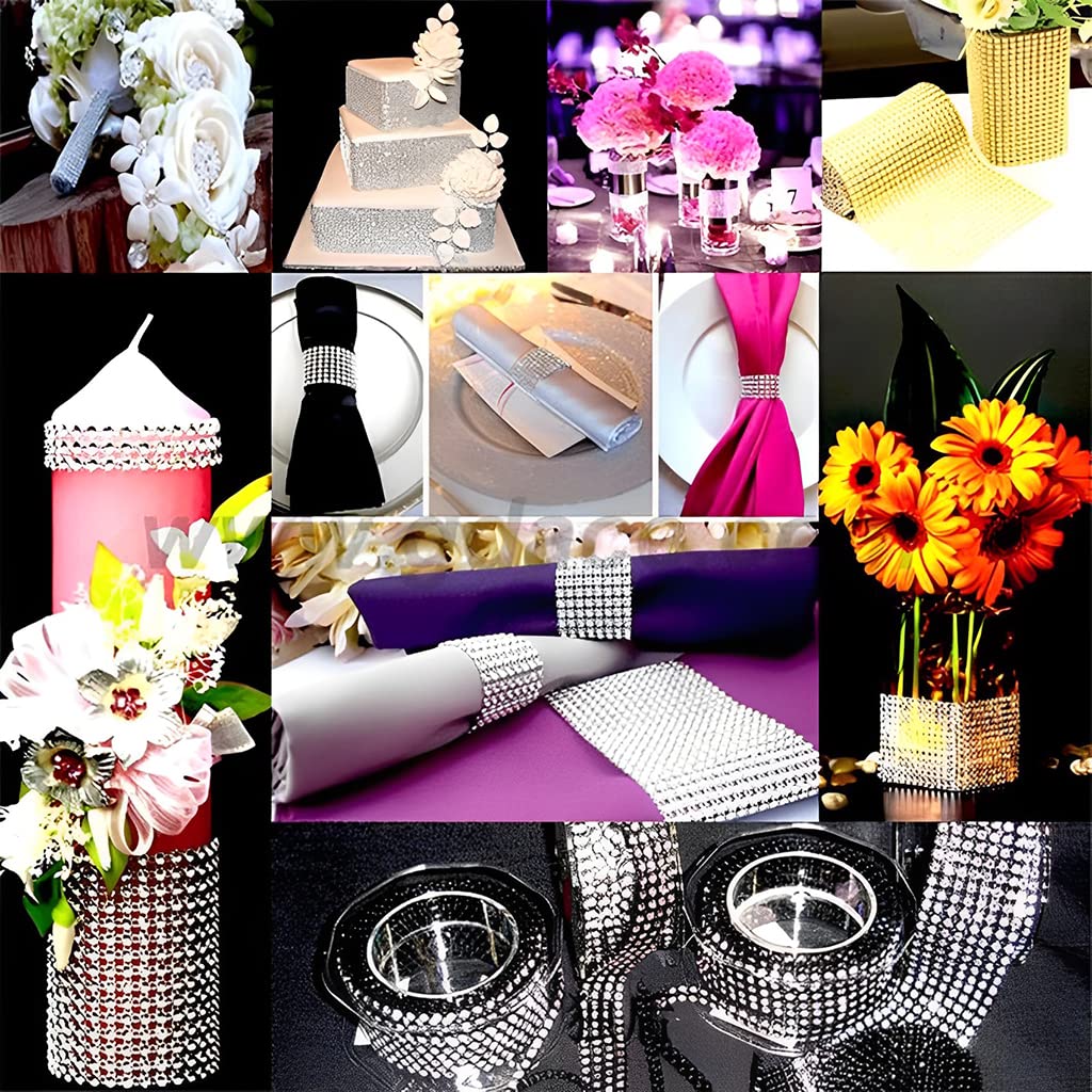 HASTHIP Napkin Rings for Wedding and Dinner featuring VELCRO Design 10Pcs Silver | Rhinestone Holders 5.2×1.5 in