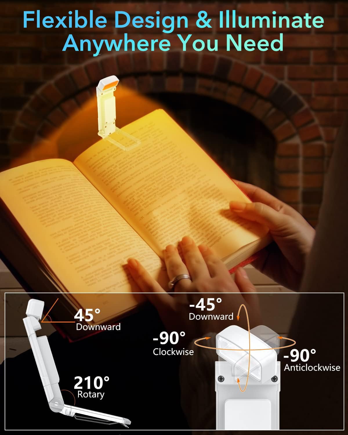 HASTHIP® Book Reading Light with Timer, Clip-On Led Bookmark Lamp with 3 Colors & 5 Brightness Dimmable, Mini Night Reading Lamp for Nighttime R