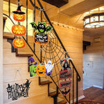 HASTHIP Halloween Wall Hangings for Home and Party Décor featuring 5 Paper Signs | Pumpkin Ghost Witch Bat Designs