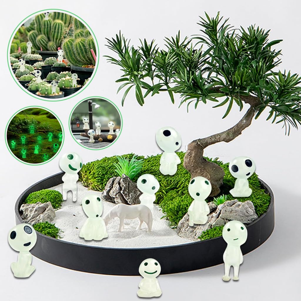 HASTHIP Glowing Mini Alien Figurines for Planters and Terrariums with Luminescent PVC | 10 Pcs Set