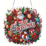 HASTHIP Diamond Art Christmas Door Sign for Festive Decor with Santa Claus 19x19cm | Sparkling Hanging Ornament Gift