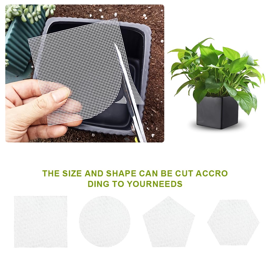 HASTHIP Flower Pot Hole Mesh Pad for Indoor and Outdoor Plants with 50pcs 10cm Polyester Screen | Prevents Soil Leakage and Promotes Root Health