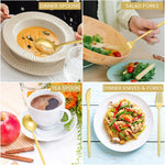 HASTHIP Flatware Set for Home and Restaurant Use featuring 16 pcs Stainless Steel Gold Cutlery | Mirror Polished Long Handle Design