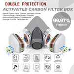 HASTHIP® Respirator Mask Reusable Half Face Gas Cover 6200 Half Facepiece Reusable Respirator with Anti-Fog Safety Goggle, for Painting, Organic Vapor, Welding, Polishing, Woodworking