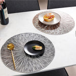 HASTHIP Placemats for Table Decoration with Anti Slip Strip Design 2pcs 38cm PVC Gold and Silver | Perfect for Dining and Banquets