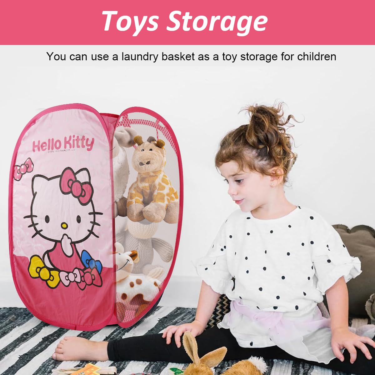 HASTHIP Pop Up Laundry Hamper for Clothes with Mesh Design and Side Pocket | Foldable Storage