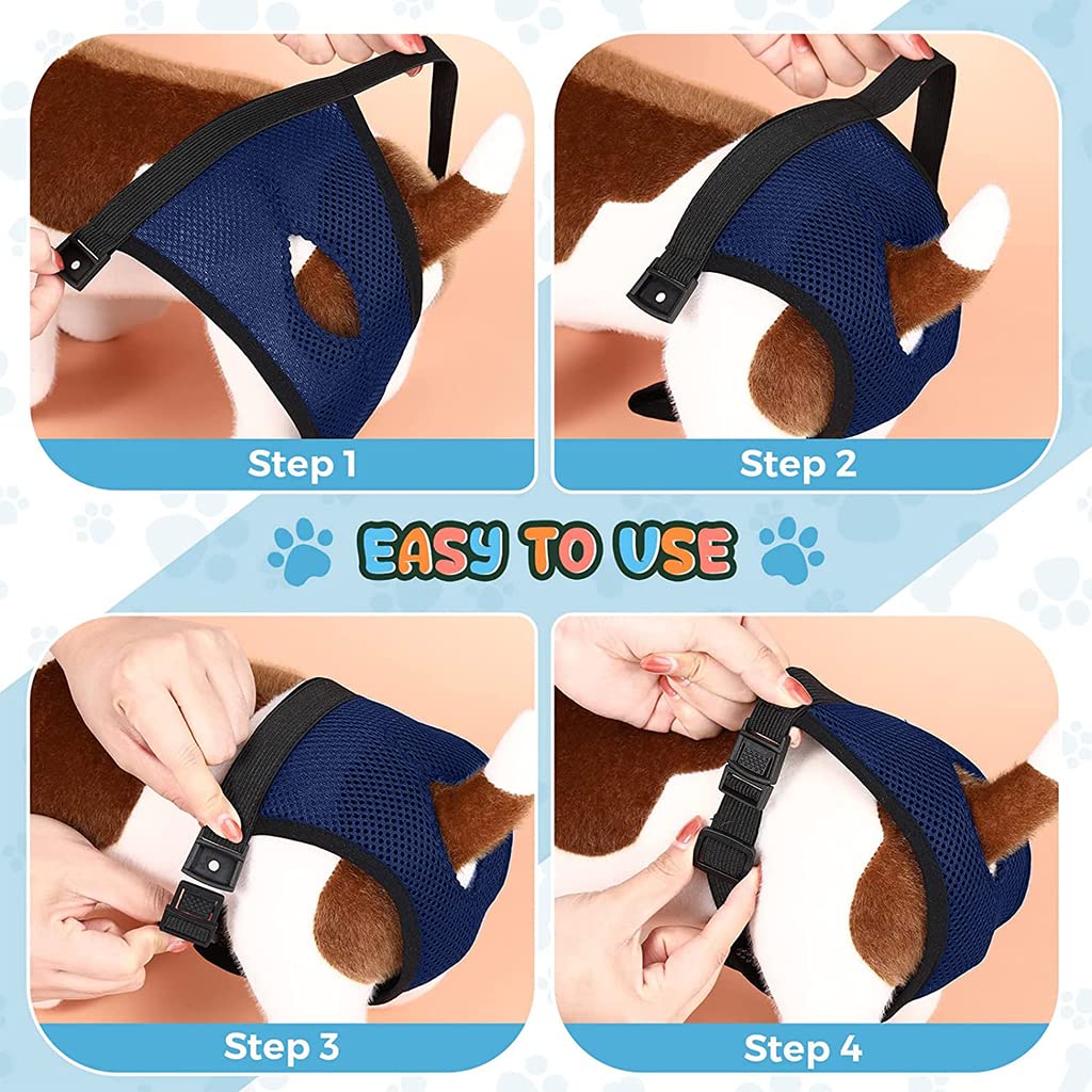 HASTHIP® Pañales Reutilizables para Perros Hembra Transpirables con 3 Almohadillas Absorbentes de Algodón,Cintura Elástica y Hebilla Rápida,Lavables y Cómodos para Cachorros Perros