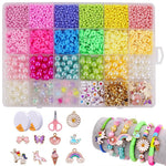 HASTHIP® Dowsabel Clay Beads Bracelet Making Kit for Beginner, Preppy Polymer Clay Beads with Charms Kit