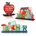 HASTHIP Teacher Appreciation Table Centerpieces for Desks and Classrooms 3 Pack Wooden Décor | Gift for Educators