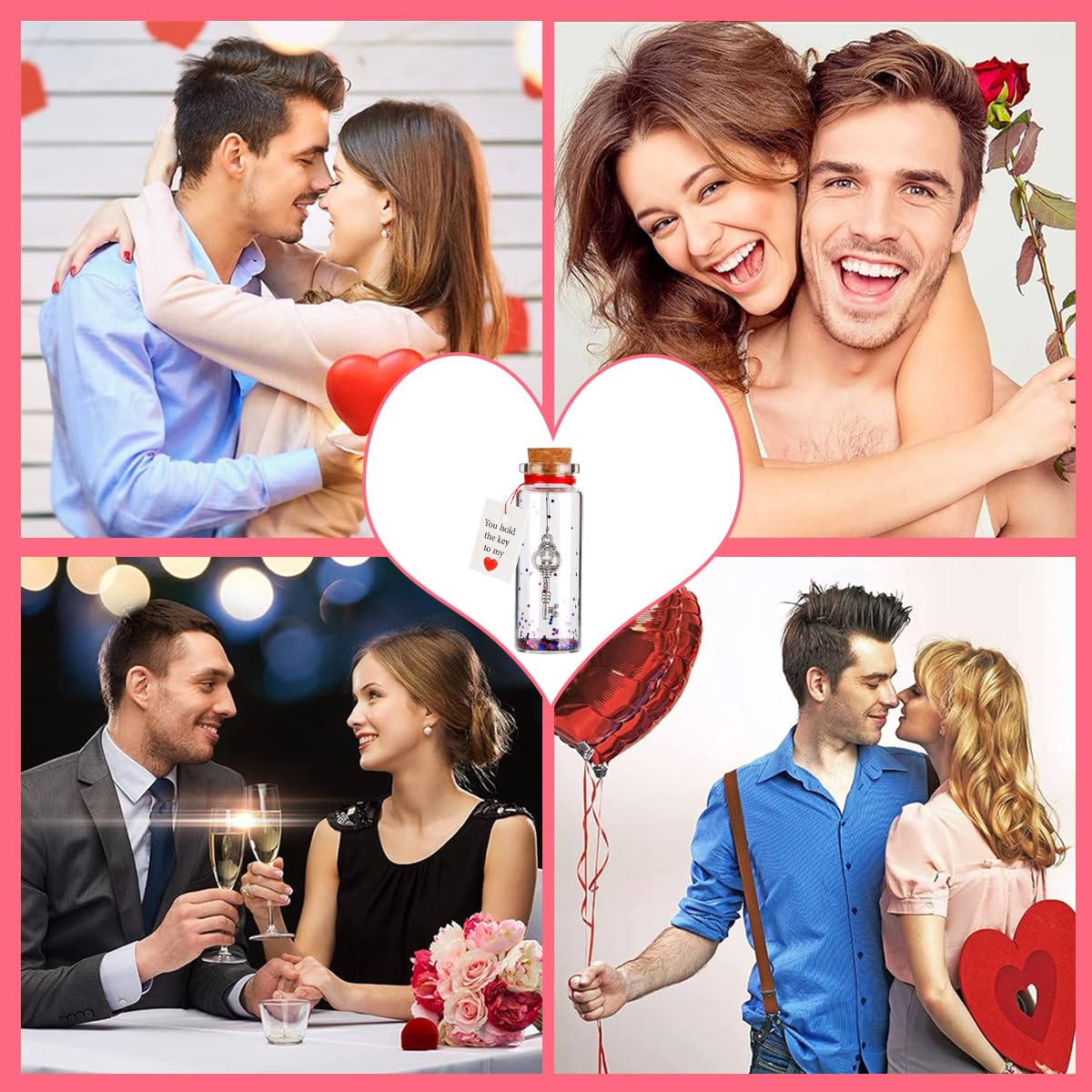 HASTHIP Mini Decorative Jar for Valentine and Anniversary Gifts featuring Cork Stopper | 22x60mm Glass Bottle with Key and Message Card