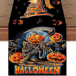 HASTHIP Halloween Table Runner for Dining Table featuring Evil Pumpkin Print 13x72 in | Washable Linen Decor