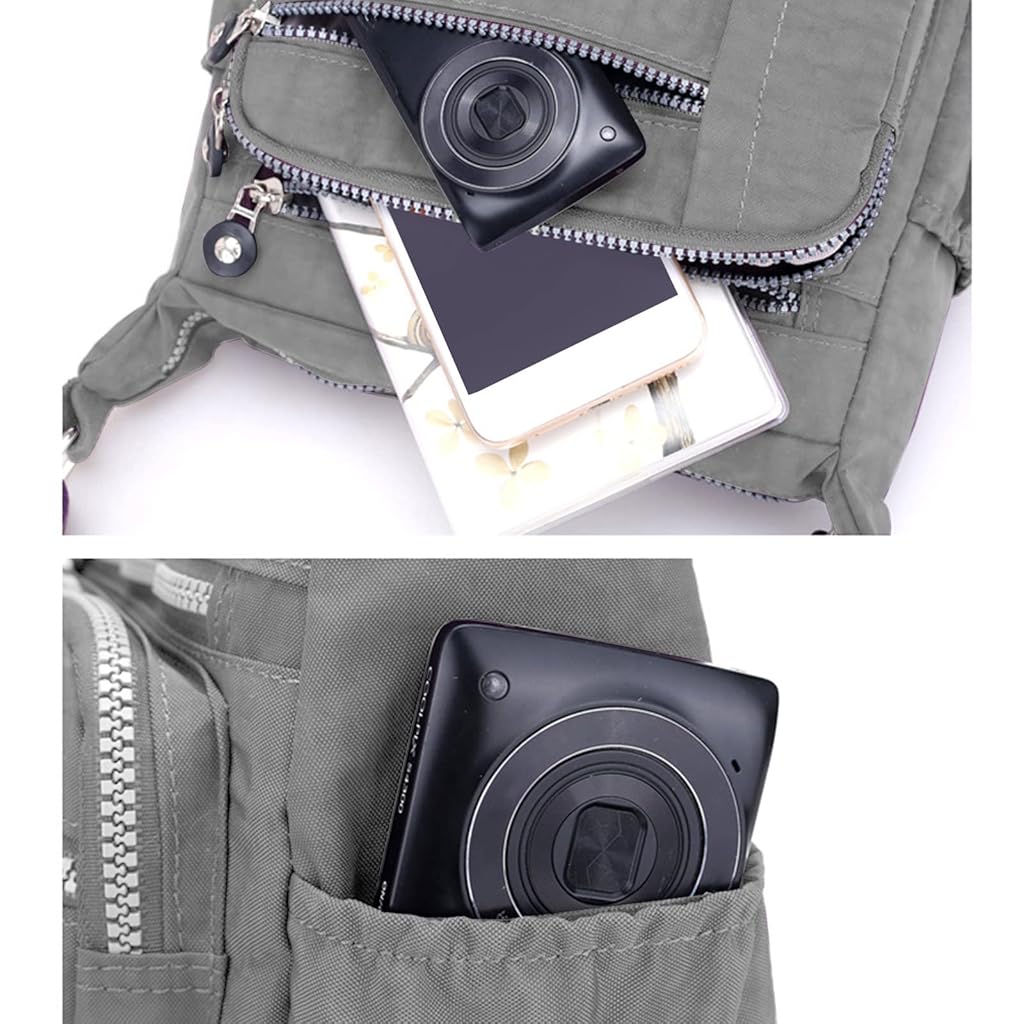 HASTHIP® Bolso bandolera para mujer, impermeable, de nailon, multicapa