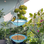 HASTHIP Garden Hanging Bird Bath for Outdoor Use with 70CM Double Layer Bowls | Crystal Blue Decor
