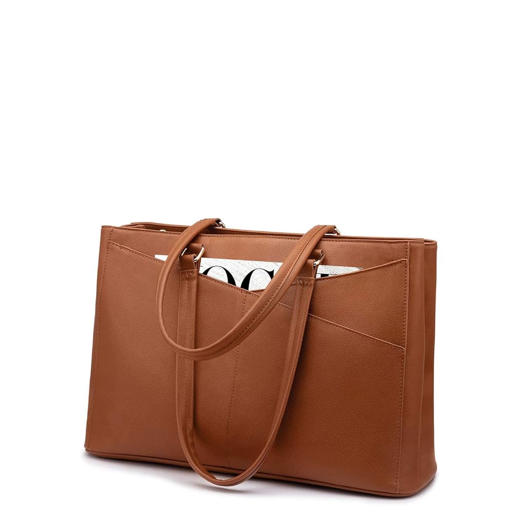 HASTHIP® Bolsa de mano para portátil de 15,6 pulgadas para mujer, impermeable Marron