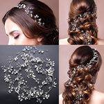 SANNIDHI® 5Pcs Bridal Hair Pin/Girls Hair Accessories, Flower Hair Accessories, Pearl Metal Wedding Hair Vine Crystal Beaded Hair Piece for Bride, Bridesmaids, Anniversary