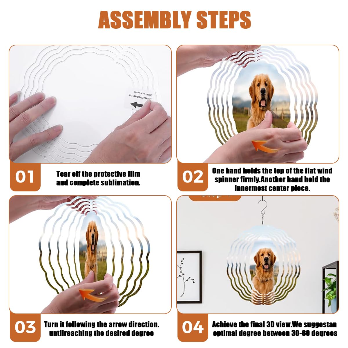 HASTHIP Sublimation Wind Blanks for DIY Gift and Outdoor Garden Decoration 8 inch Aluminum