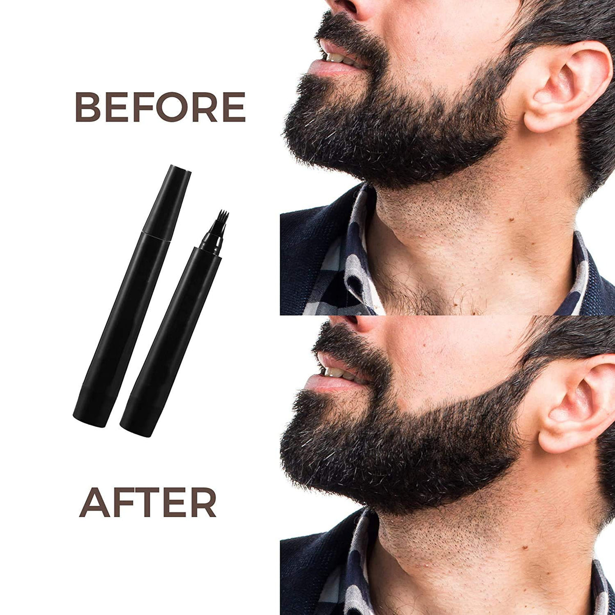 MAYCREATE® Beard Pencil Filler for Men with Bristle Beard Brush Natural Enhancer to Fill, Barber Pencil Mustache Kit for Men Beard, Moustache, Eyebrows