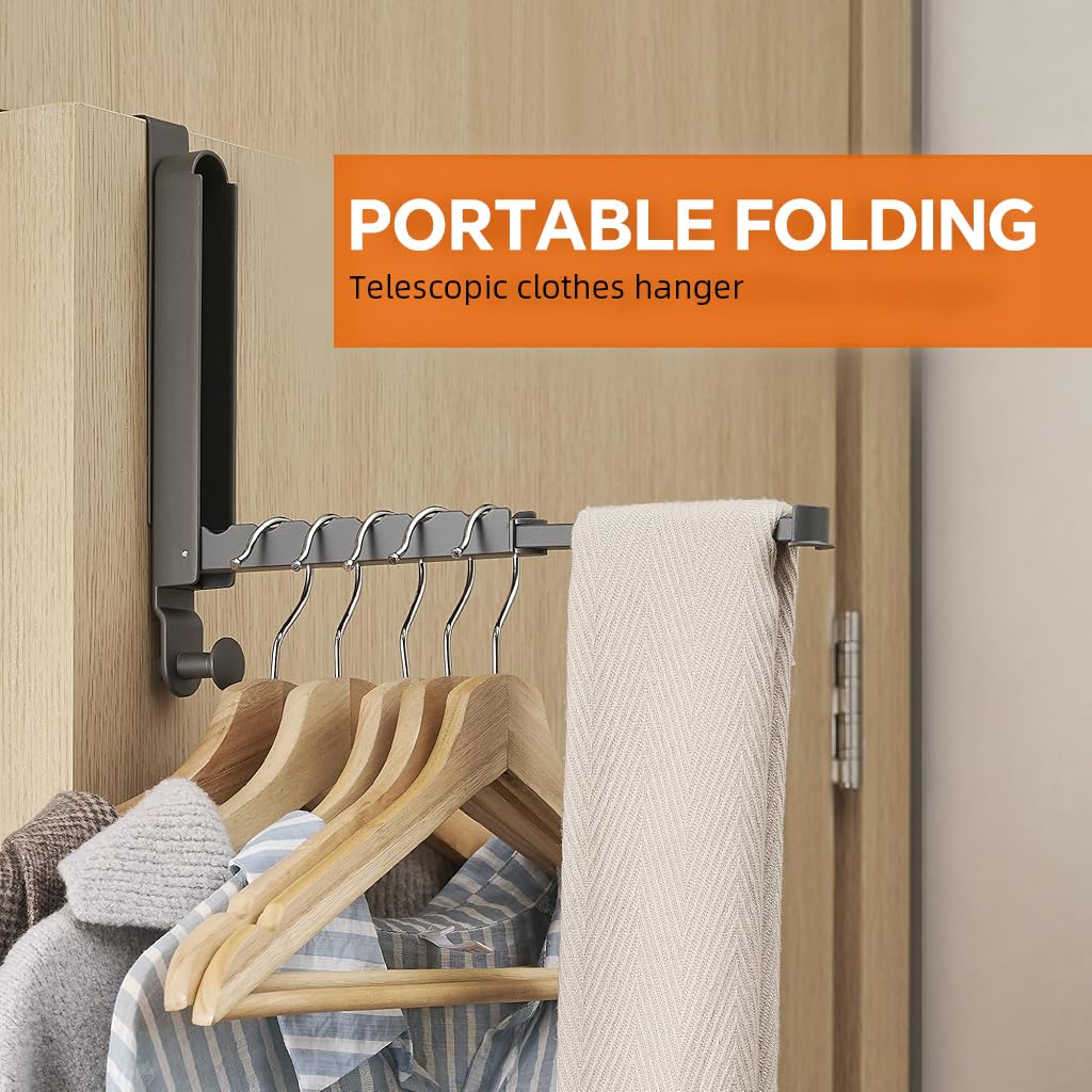 HASTHIP Folding Wall Hanging Bar for Clothes and Towels featuring Dual Install Design | Aluminum Alloy Space Saver