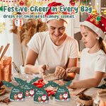 HASTHIP Christmas Gift Bags 50 pcs for Holiday Party Favors featuring Tie Up Closures | Green 13.5x23 cm Reusable Bags for Kids