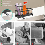HASTHIP Metal Sponge Holder for Kitchen Sink featuring Auto Draining Tray and 23×19×16cm Caddy | Carbon Steel Countertop Organizer