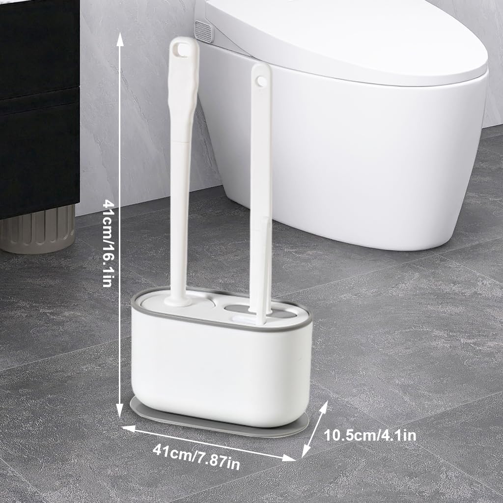 HASTHIP Toilet Brush Kit for Bathroom Cleaning with 3 in 1 Design and Non Abrasive TPR Bristles