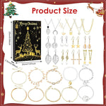 HASTHIP Christmas Gift Box 2025 Advent Calendar with 24Pcs Jewelry | Zinc Alloy Gold and Silver Set for Women and Girls