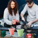 HASTHIP Collapsible Cup for Travel and Camping with Lids featuring 180 ml Silicone Design | Pink and Green 2 Pack