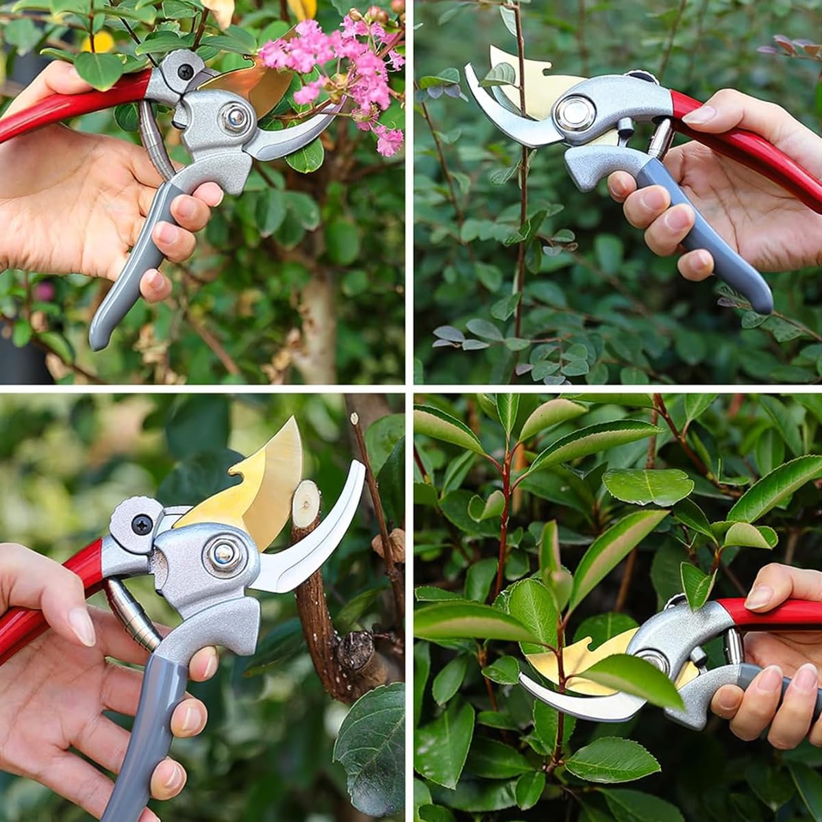 HASTHIP® Gardening Bypass Pruner 7.8 Inches SK5 Steel Hand Pruner with Safety Lock Anti-slip Rubberized Handle Design Spring Loaded Labor Saving Bypass Pruner for Shrubs, Flowers, Fruit Trees