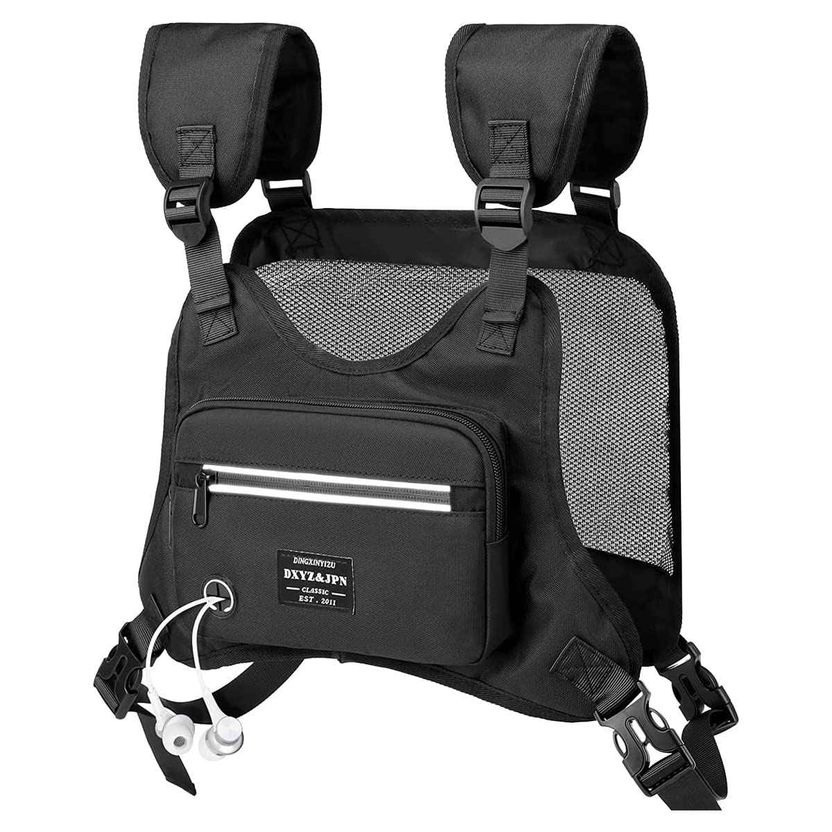 HASTHIP® Bolsa de Pecho Estilo Arnés Unisex,Mochila de Pecho Ajustable y Transpirable para Hombre y Mujer,Bolsa Urbana para Senderismo Camping Viajes Diseño Moderno Citycamp
