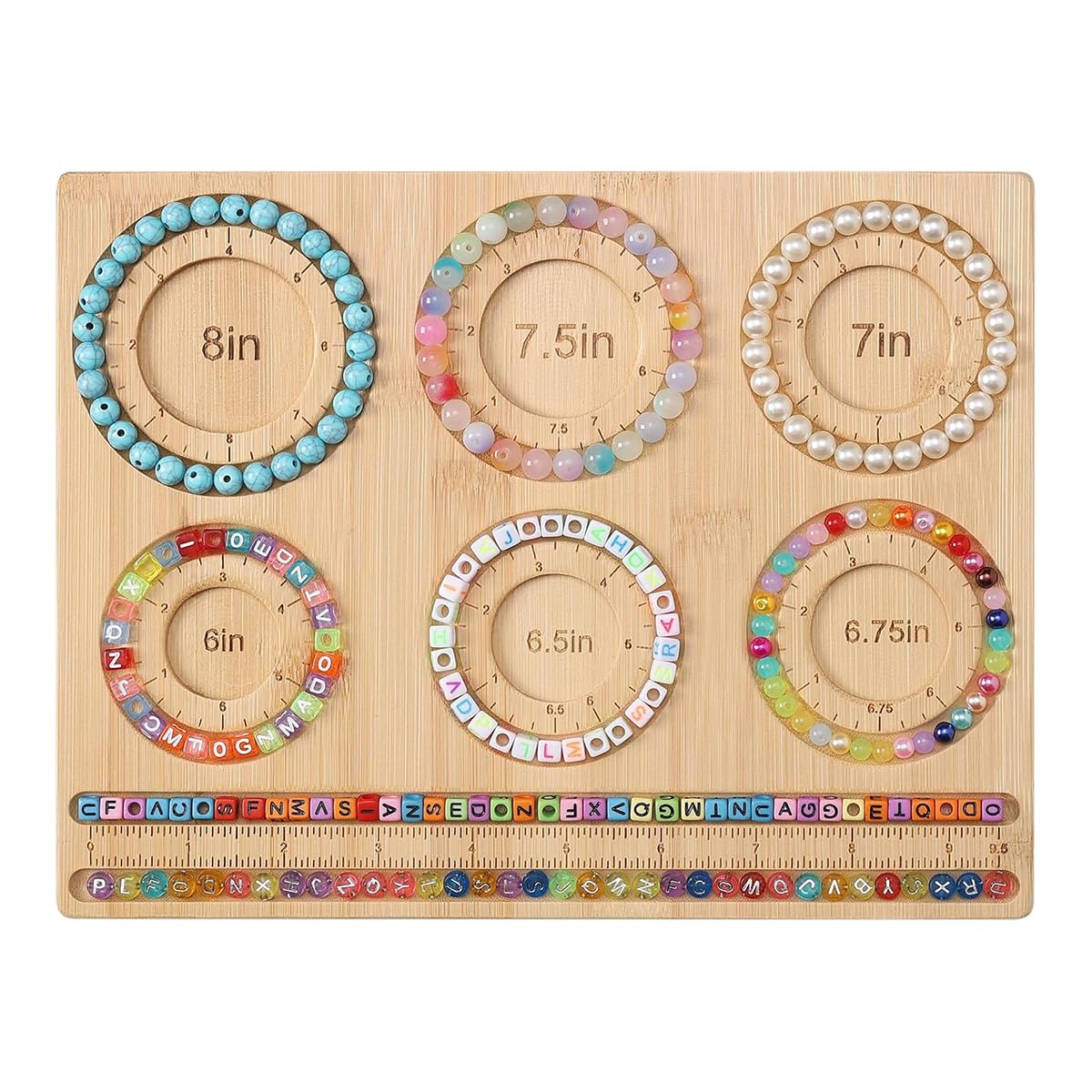 HASTHIP Bamboo Bead Board for Jewelry Making with 6 Grooves and 10.44x7.88 in Size | Eco Bamboo Tray for DIY Bracelet and Necklace Design